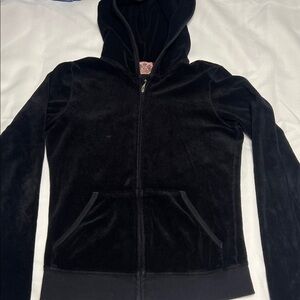 Juicy Couture Black Hooded Velvet Zip Jacket